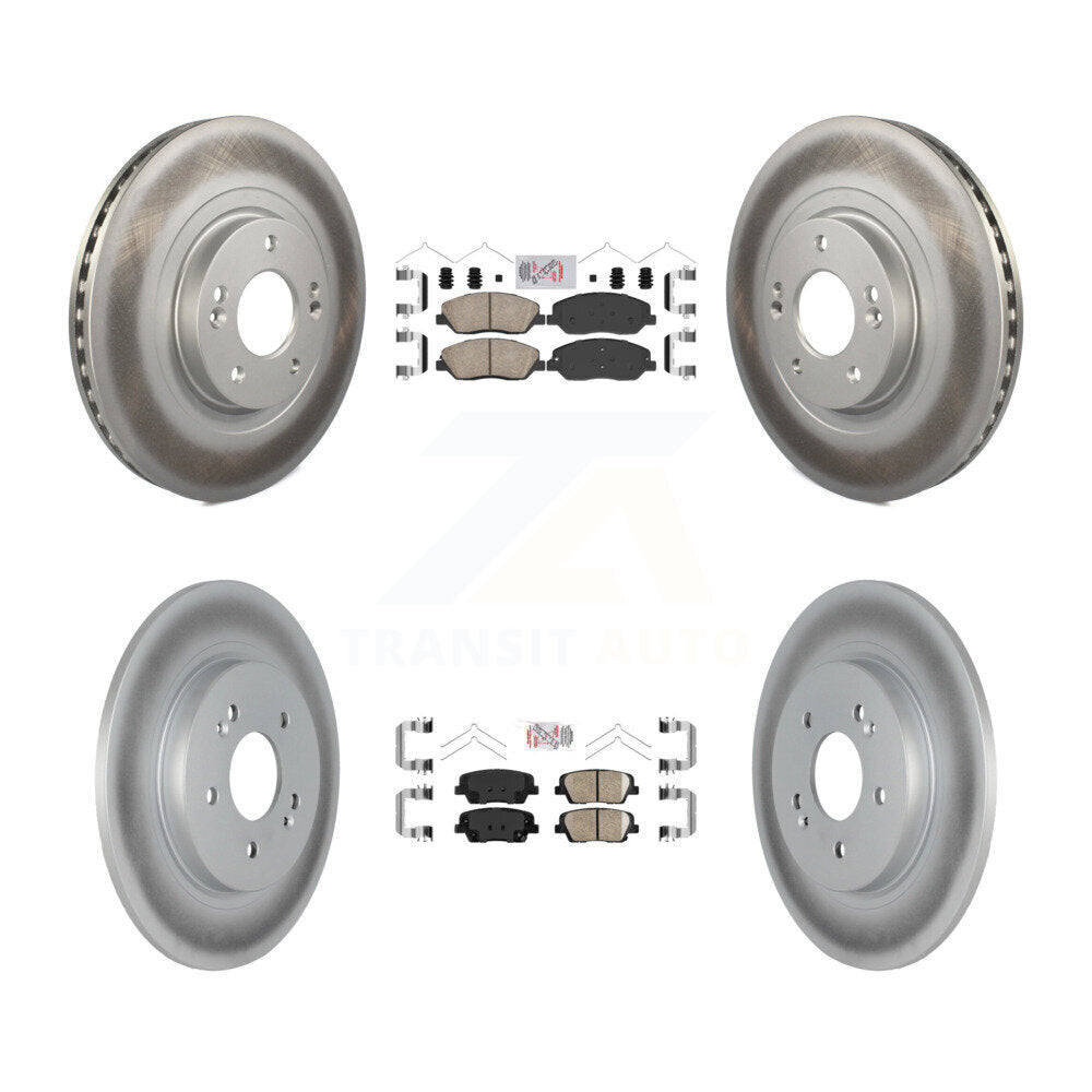 Front Rear Ceramic Pads And Coated Disc Brake Rotors Kit For Hyundai Santa Fe KGA-101473