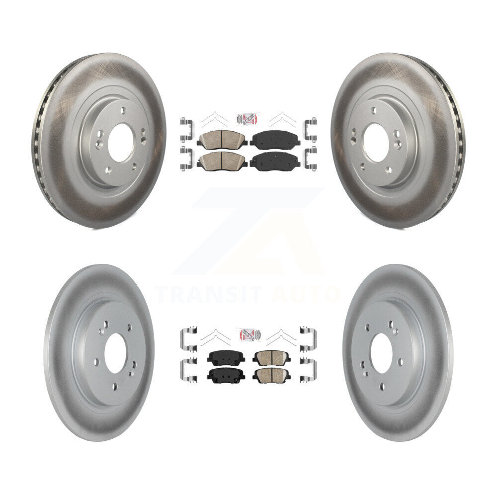 Front Rear Ceramic Pads And Coated Disc Brake Rotors Kit For Hyundai Santa Fe KGA-101474