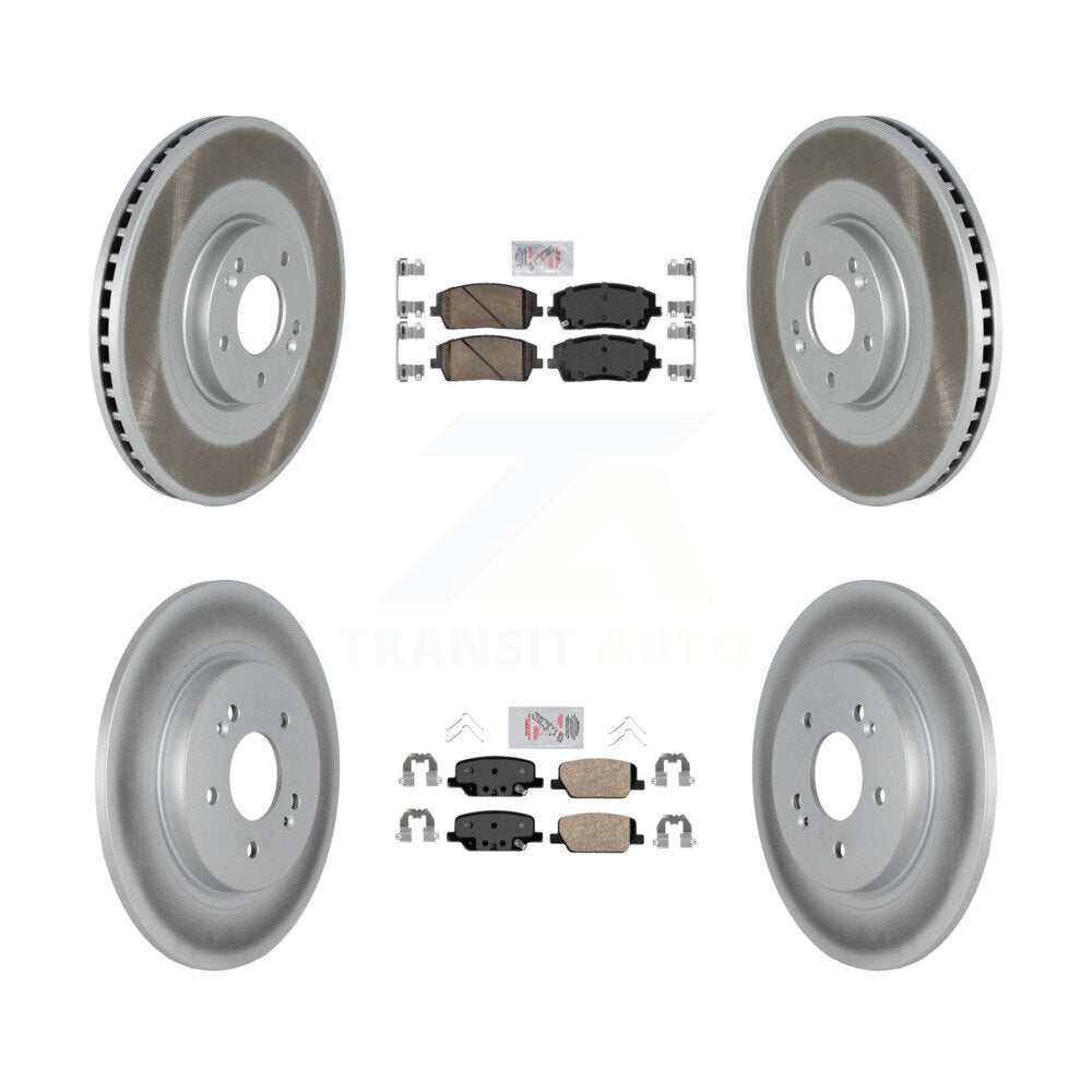 Front Rear Ceramic Pad And Coated Disc Brake Rotor Kit For Hyundai Palisade Kia Telluride KGA-101475