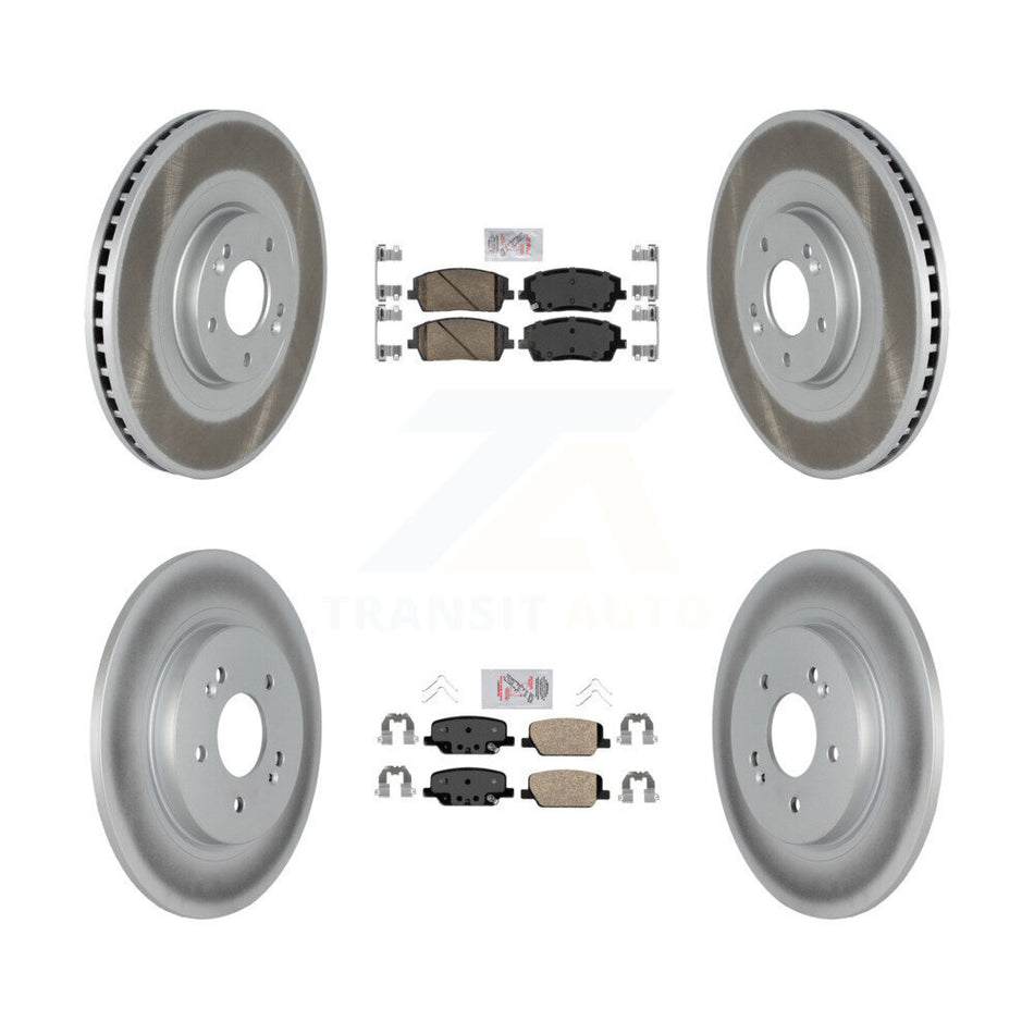Front Rear Ceramic Pad And Coated Disc Brake Rotor Kit For Hyundai Palisade Kia Telluride KGA-101475