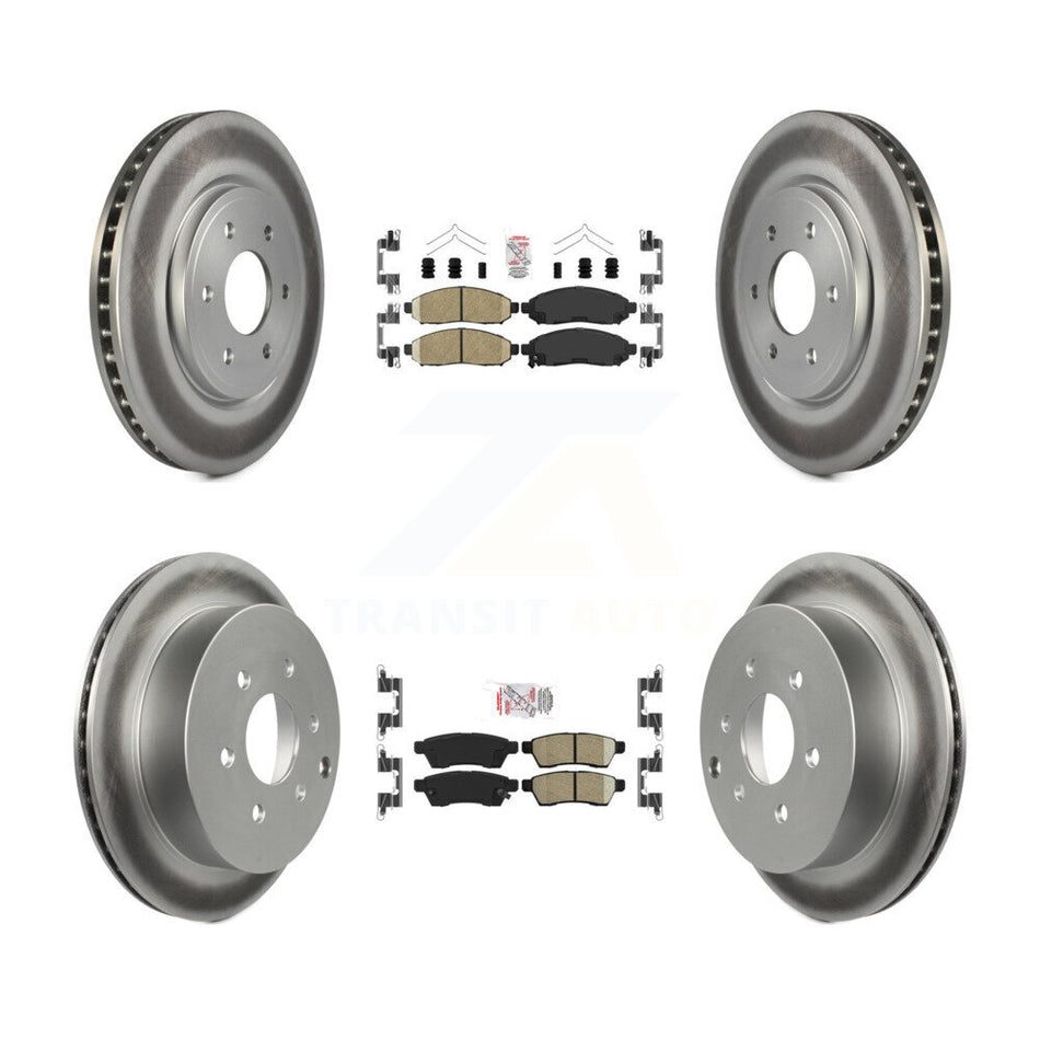 Front Rear Ceramic Pad & Coated Brake Rotor Kit For Nissan Frontier Xterra Suzuki Equator KGA-101498