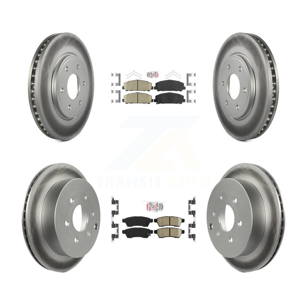 Front Rear Ceramic Pads And Coated Disc Brake Rotors Kit For Suzuki Equator KGA-101504