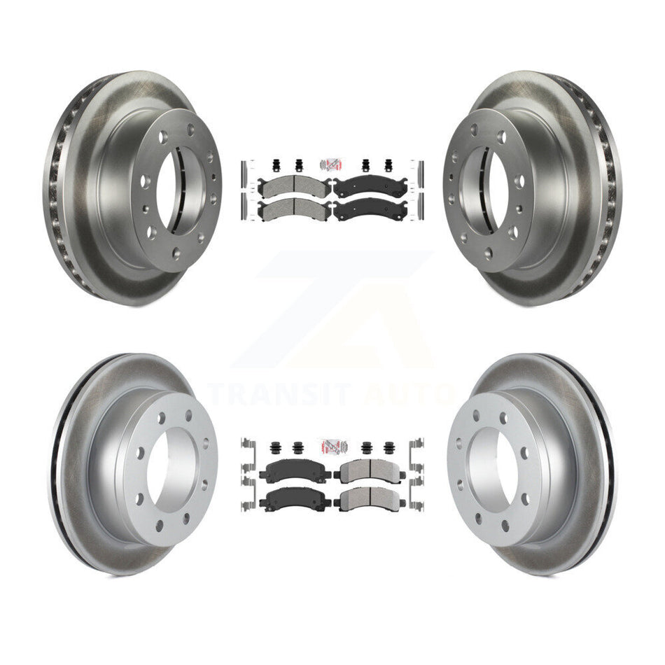 Front Rear Semi-Metallic Pad Coated Brake Rotor Kit For GMC Savana 2500 Chevrolet Express KGA-101524