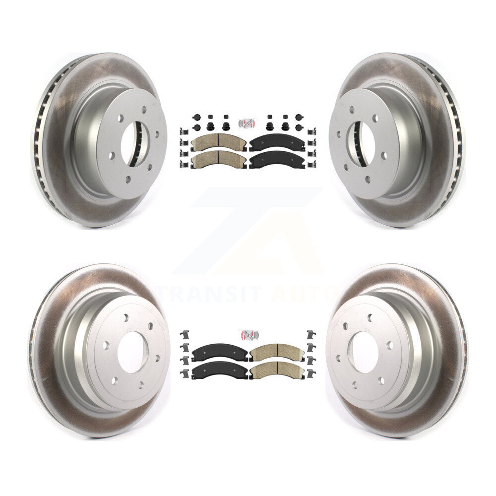 Front Rear Ceramic Pads And Coated Disc Brake Rotors Kit For 2016-2024 Nissan TITAN XD KGA-101539