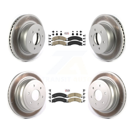 Front Rear Ceramic Pads And Coated Disc Brake Rotors Kit For 2016-2024 Nissan TITAN XD KGA-101539