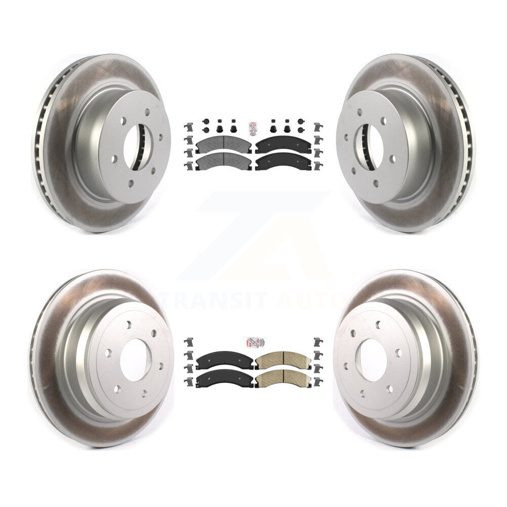 Front Semi-Metallic Rear Ceramic Pad Coated Brake Rotor Kit For 2016-2024 Nissan TITAN XD KGA-101540