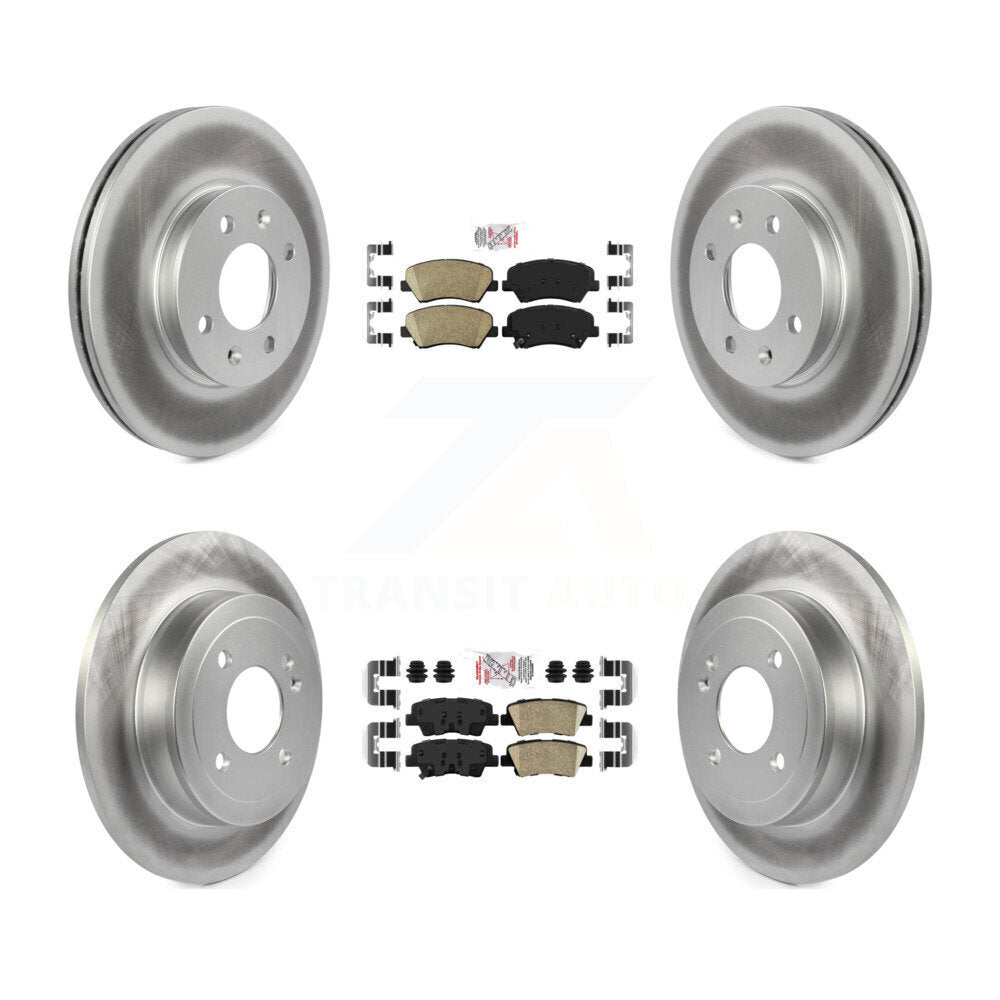 Front Rear Ceramic Pads And Coated Disc Brake Rotors Kit For Hyundai Accent Kia Rio KGA-101543