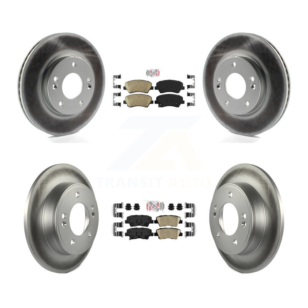 Front Rear Ceramic Pad & Coated Brake Rotor Kit For Hyundai Elantra GT Kia Forte Veloster KGA-101545