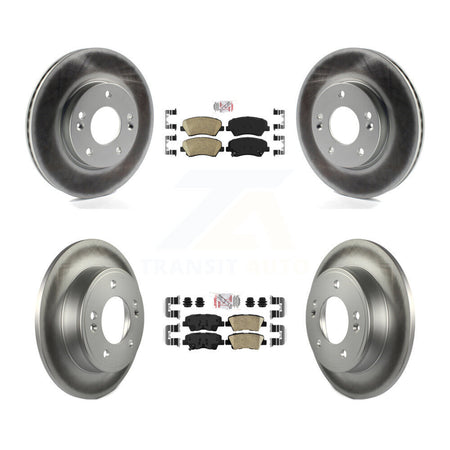 Front Rear Ceramic Pad & Coated Brake Rotor Kit For Hyundai Elantra GT Kia Forte Veloster KGA-101545