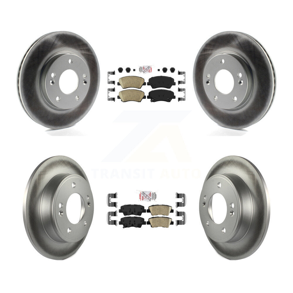 Front Rear Ceramic Pad & Coated Brake Rotor Kit For Hyundai Elantra GT Kia Forte Veloster KGA-101546