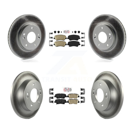 Front Rear Ceramic Pad & Coated Brake Rotor Kit For Hyundai Elantra GT Kia Forte Veloster KGA-101546