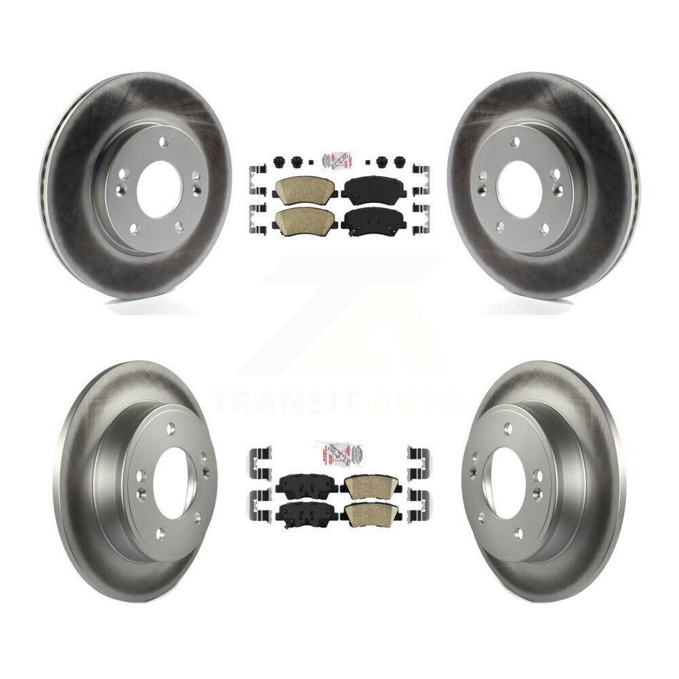 Front Rear Ceramic Pad & Coated Brake Rotor Kit For Hyundai Elantra GT Kia Forte Veloster KGA-101546