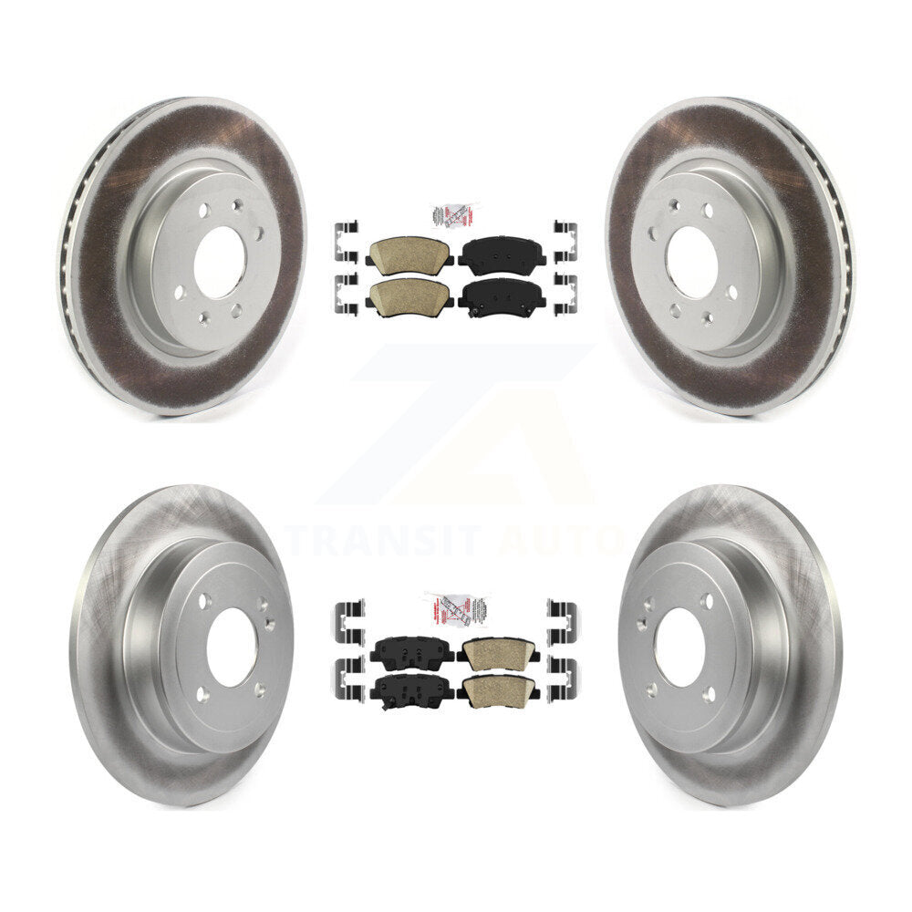 Front Rear Ceramic Pads And Coated Disc Brake Rotors Kit For Kia Rio KGA-101548