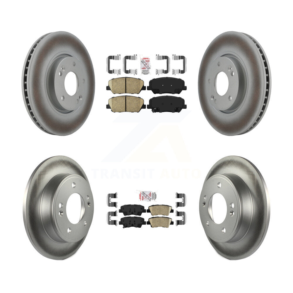 Front Rear Ceramic Pad Coated Brake Rotor Kit For 2013-2015 Hyundai Veloster Turbocharged KGA-101549