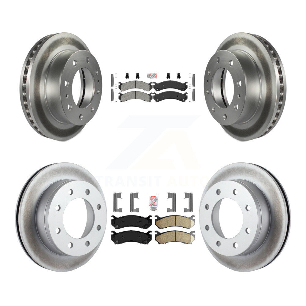 Front Semi-Metallic Rear Ceramic Pad Coated Brake Rotor Kit For Chevrolet GMC Sierra 2500 KGA-101581
