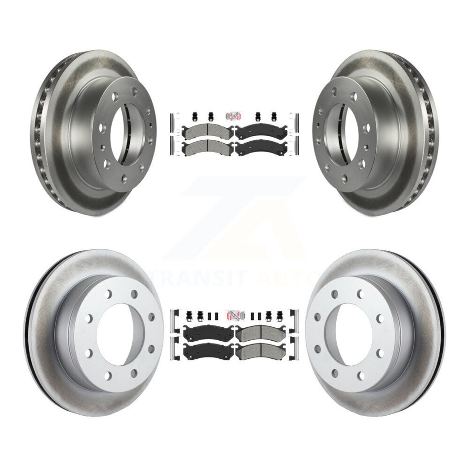 Front Rear Semi-Metallic Pad Coat Brake Rotor Kit For Chevrolet GMC Sierra 2500 HD Hummer KGA-101583