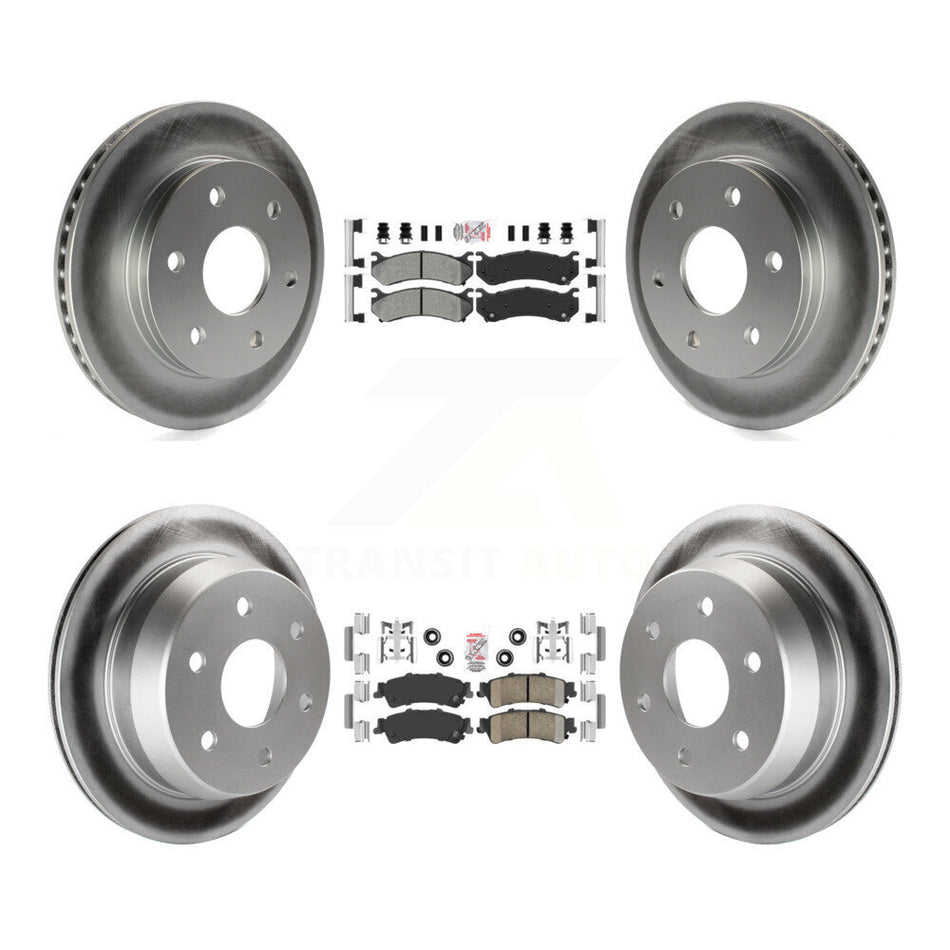 Front Semi-Metallic Rear Ceramic Pad Coat Brake Rotors Kit For Chevrolet GMC Silverado XL KGA-101590