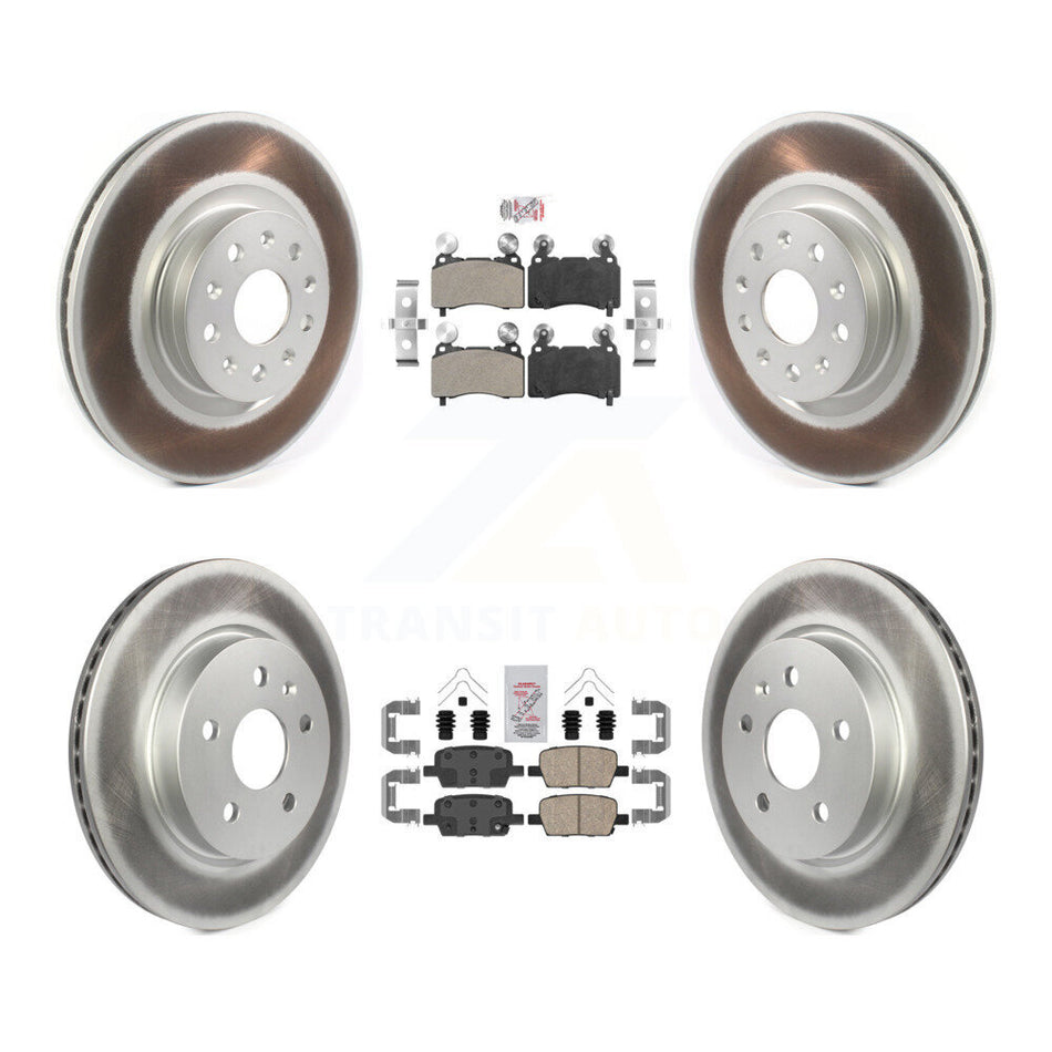 Front Semi-Metallic Rear Ceramic Pads And Coated Disc Brake Rotors Kit For Cadillac CT6 KGA-101618