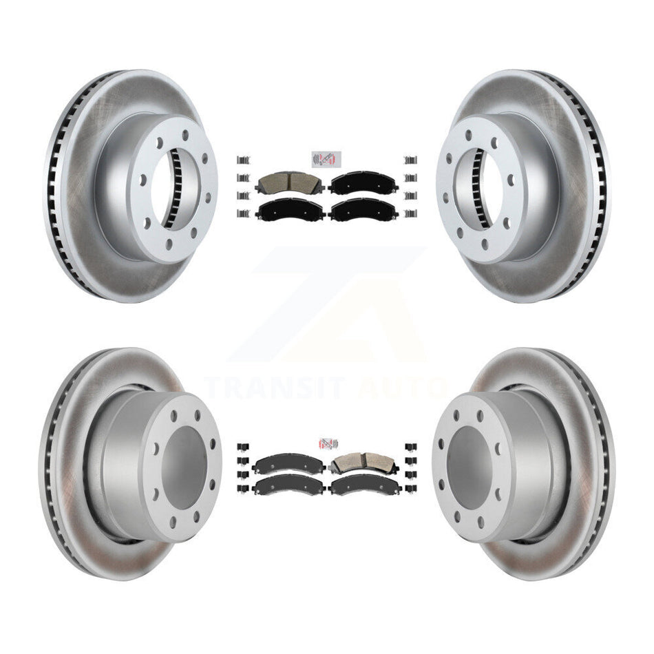 Front Rear Semi-Metallic Pad Coat Disc Brake Rotor Kit For Ram 3500 With Dual Wheels KGA-101624