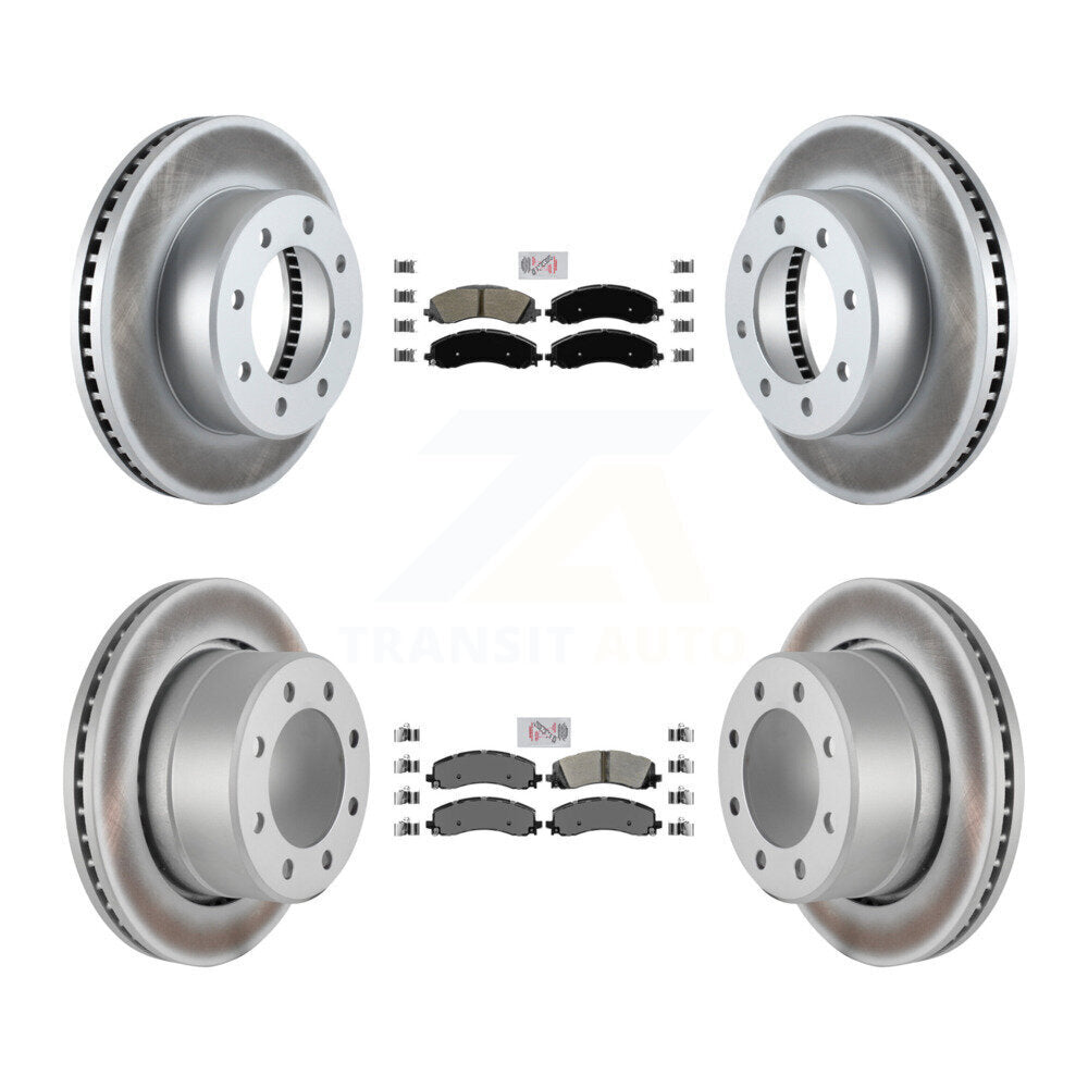 Front Rear Semi-Metallic Pads And Coated Disc Brake Rotors Kit For Ram 2500 3500 KGA-101628