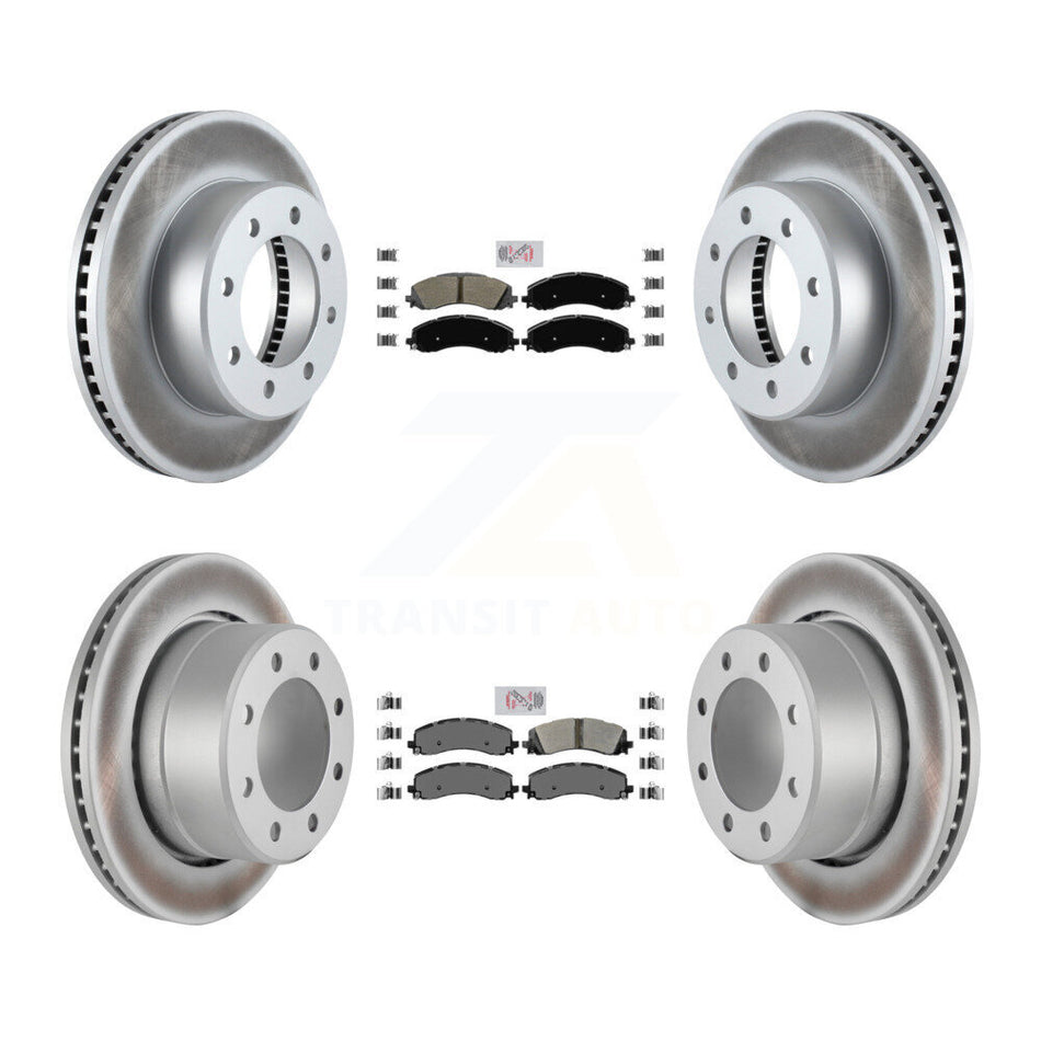 Front Rear Semi-Metallic Pads And Coated Disc Brake Rotors Kit For Ram 2500 3500 KGA-101628