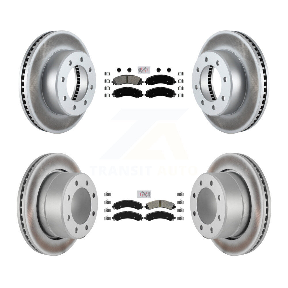 Front Rear Semi-Metallic Pad Coat Disc Brake Rotor Kit For Ram 3500 With Dual Wheels KGA-101629