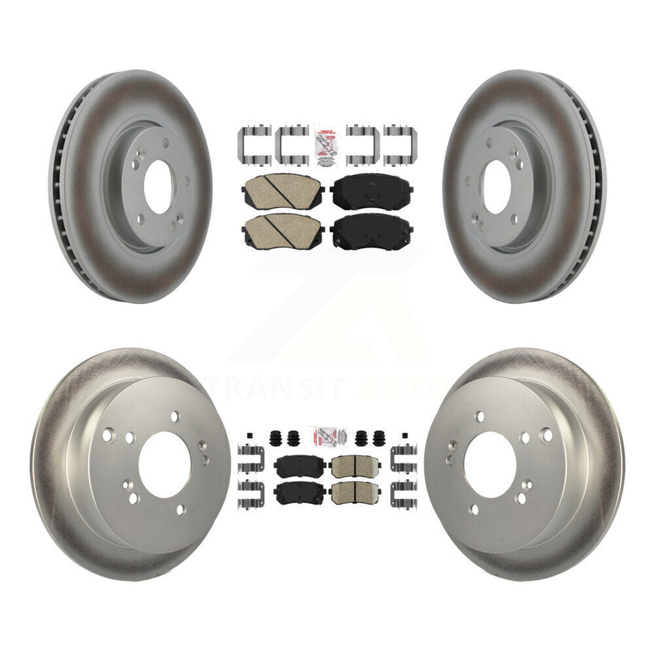 Front Rear Ceramic Pads And Coated Disc Brake Rotors Kit For Hyundai Tucson Kia Sportage KGA-101634