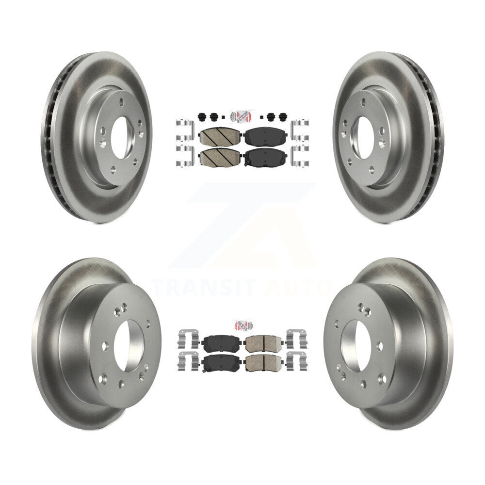 Front Rear Ceramic Pads And Coated Disc Brake Rotors Kit For Kia Forte Koup Forte5 KGA-101637