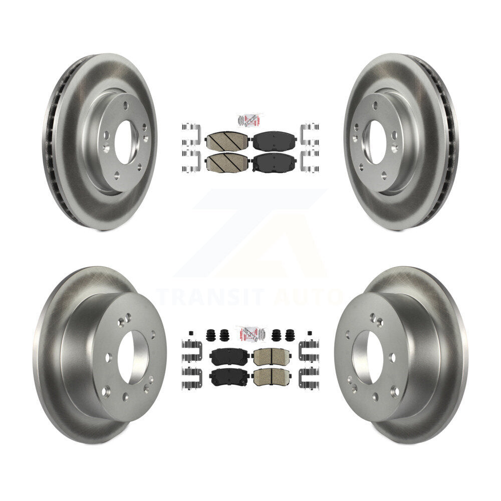 Front Rear Ceramic Pads And Coated Disc Brake Rotors Kit For Kia Forte Koup Forte5 KGA-101642