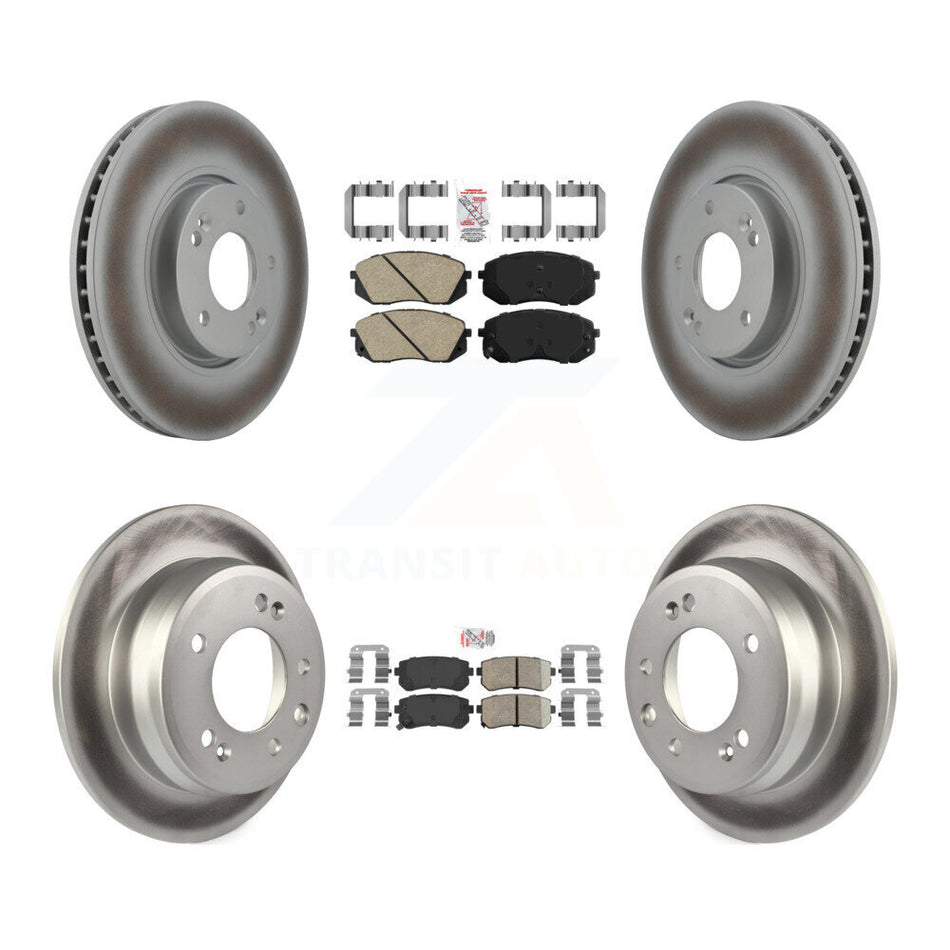 Front Rear Ceramic Pads And Coated Disc Brake Rotors Kit For Hyundai Tucson Kia Sportage KGA-101643
