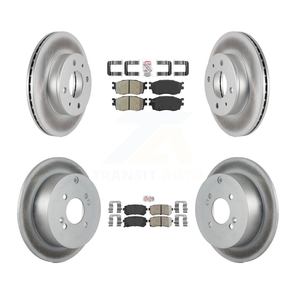 Front Semi-Metallic Rear Ceramic Pad Coat Brake Rotor Kit For 06 Hyundai Accent Hatchback KGA-101652