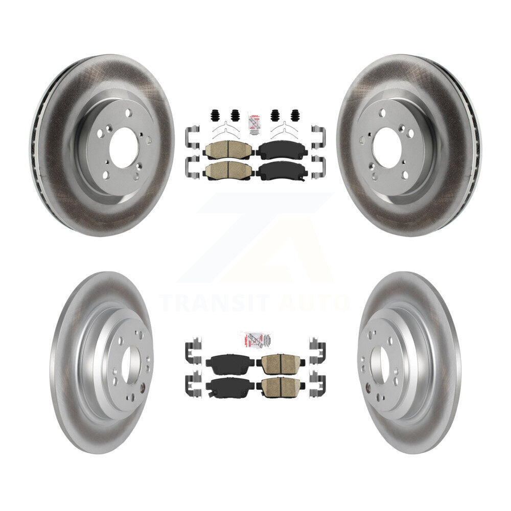 Front Rear Ceramic Pads And Coated Disc Brake Rotors Kit For 2009-2014 Acura TL KGA-101654