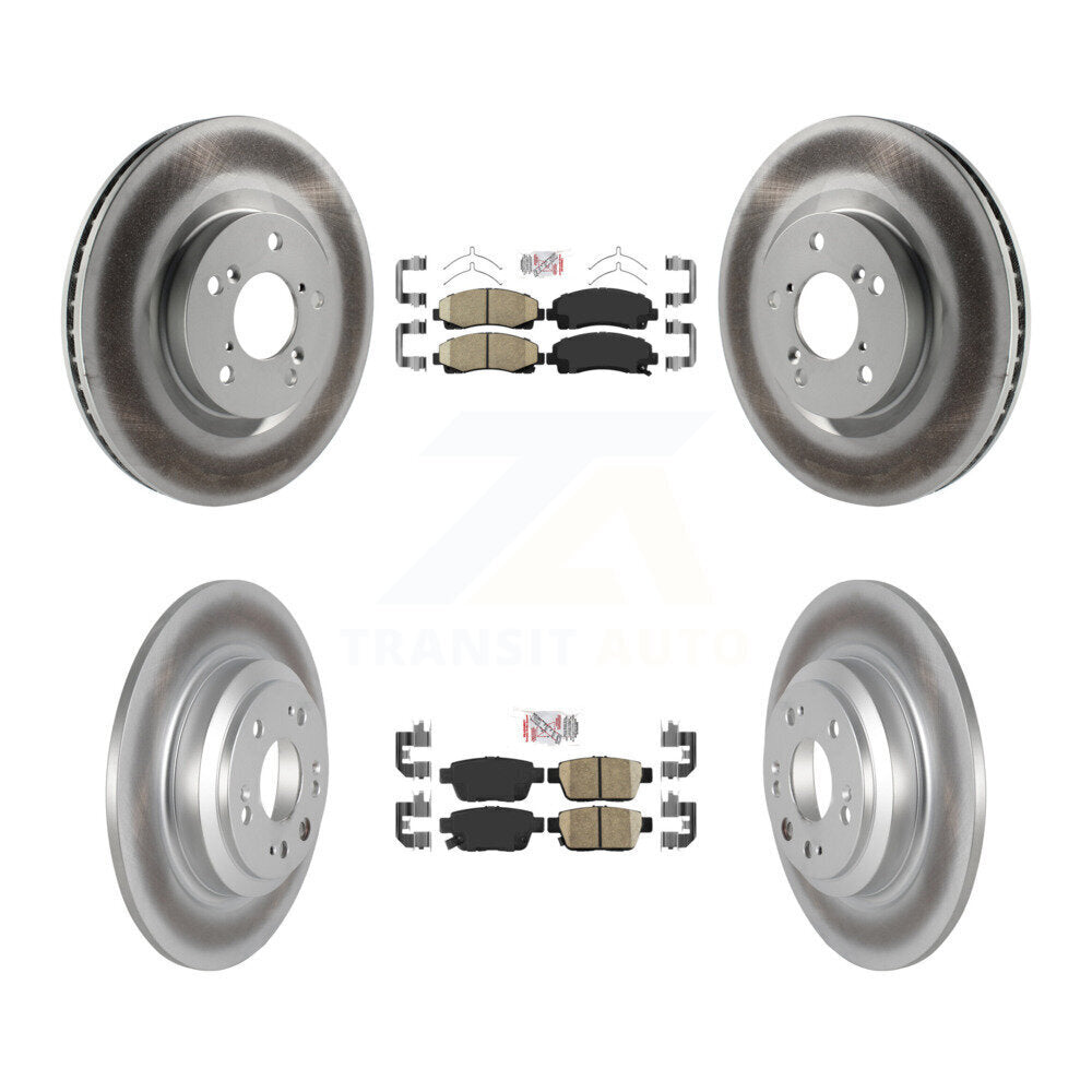 Front Rear Ceramic Pads And Coated Disc Brake Rotors Kit For 2009-2014 Acura TL KGA-101655