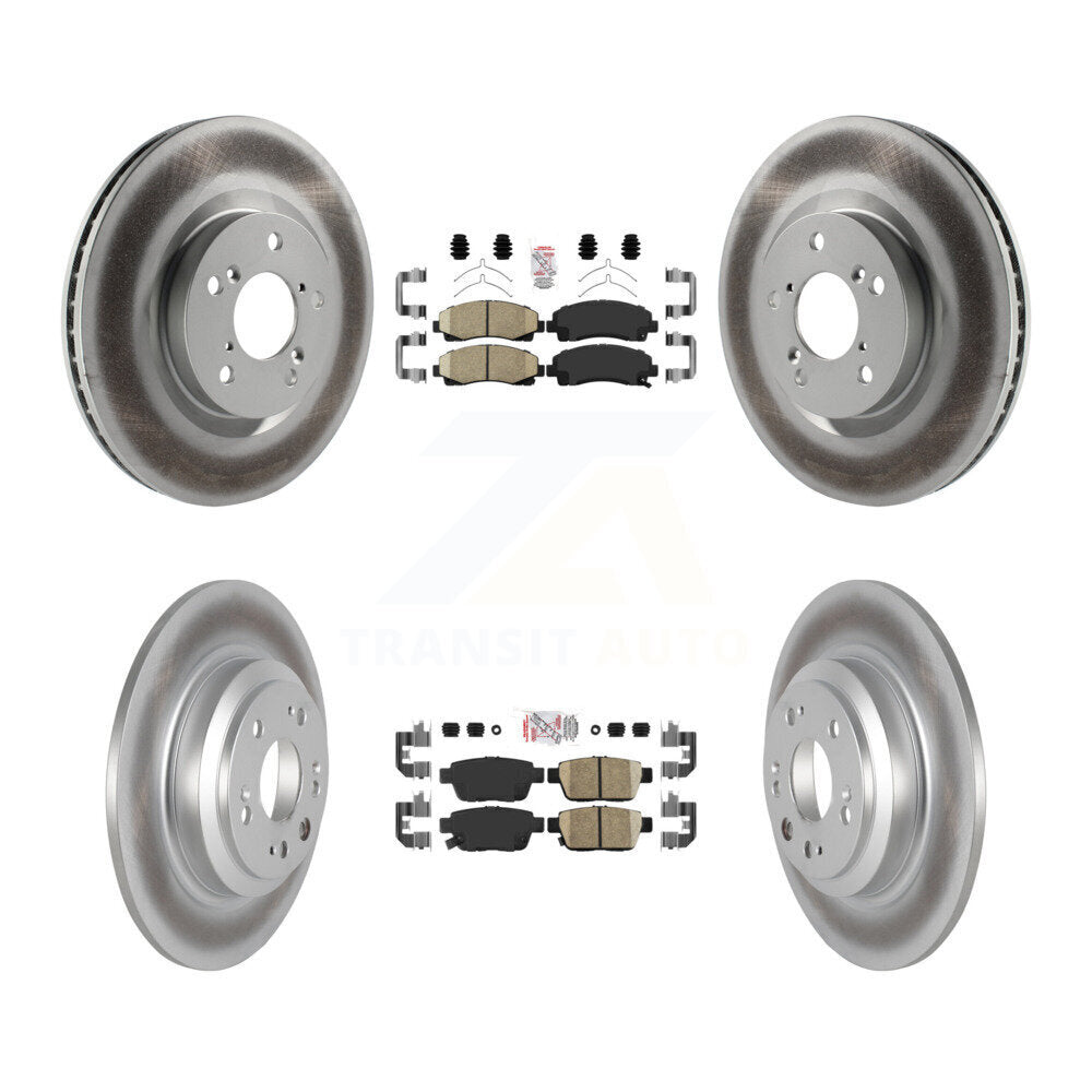 Front Rear Ceramic Pads And Coated Disc Brake Rotors Kit For 2009-2014 Acura TL KGA-101656