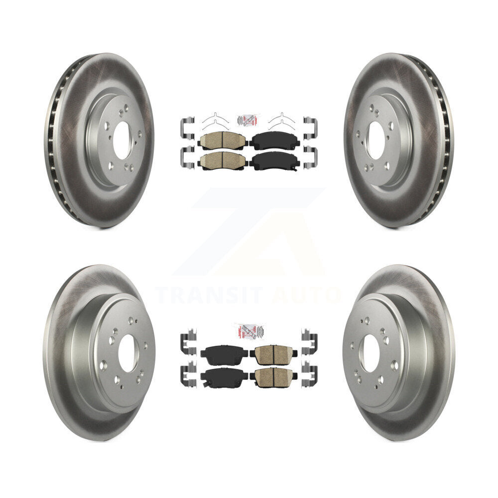 Front Rear Ceramic Pads And Coated Disc Brake Rotors Kit For 2006-2014 Honda Ridgeline KGA-101659