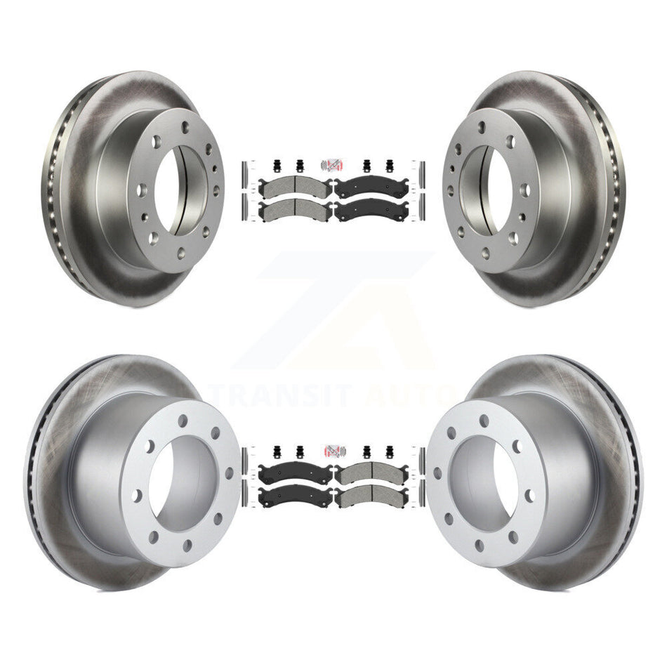 Front Rear Semi-Metallic Pad Coat Brake Rotor Kit For Chevrolet GMC Silverado 3500 Sierra KGA-101680
