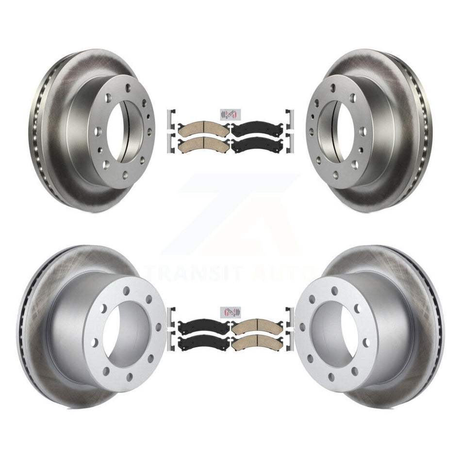 Front Rear Ceramic Pad Coated Brake Rotors Kit For Chevrolet GMC Silverado 3500 Sierra HD KGA-101685