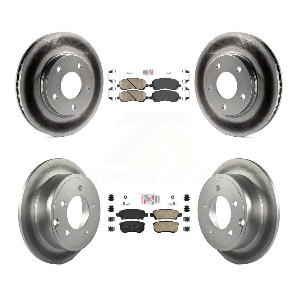 Front Rear Ceramic Pad & Coated Disc Brake Rotors Kit For Mitsubishi Lancer Dodge Caliber KGA-101696