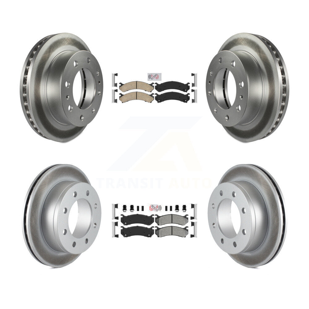 Front Ceramic Rear Semi-Metallic Pad Coated Brake Rotor Kit For Chevrolet GMC Sierra 2500 KGA-101724