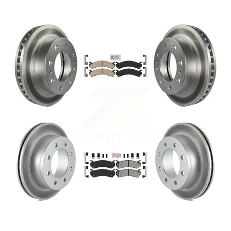 Front Ceramic Rear Semi-Metallic Pad Coated Brake Rotor Kit For Chevrolet GMC Sierra 2500 KGA-101724