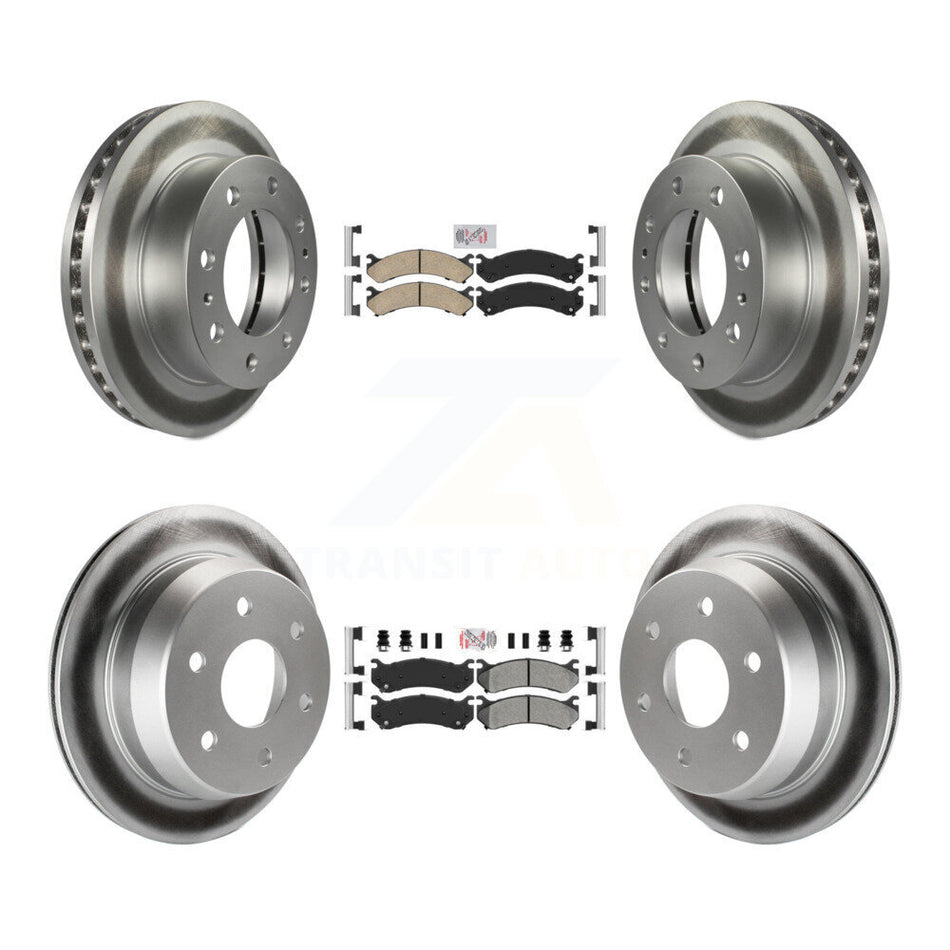 Front Ceramic Rear Semi-Metallic Pad Coat Brake Rotor Kit For Chevrolet Silverado 2500 HD KGA-101732