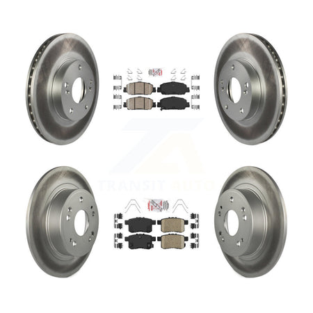 Front Rear Ceramic Pad & Coated Disc Brake Rotor Kit For 2016 Honda Accord LX-S with 2.4L KGA-101755