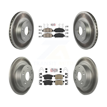 Front Rear Ceramic Pad & Coated Disc Brake Rotor Kit For 2016 Honda Accord LX-S with 2.4L KGA-101760