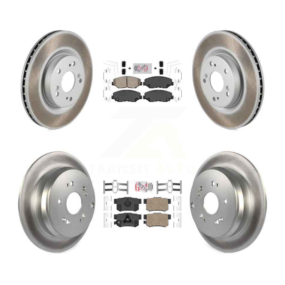 Front Rear Ceramic Pads And Coated Disc Brake Rotors Kit For 2012-2016 Honda CR-V FWD KGA-101776