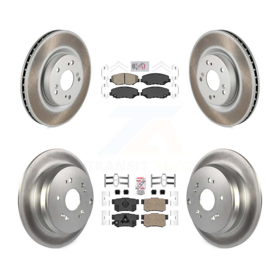 Front Rear Ceramic Pads And Coated Disc Brake Rotors Kit For 2012-2016 Honda CR-V FWD KGA-101777