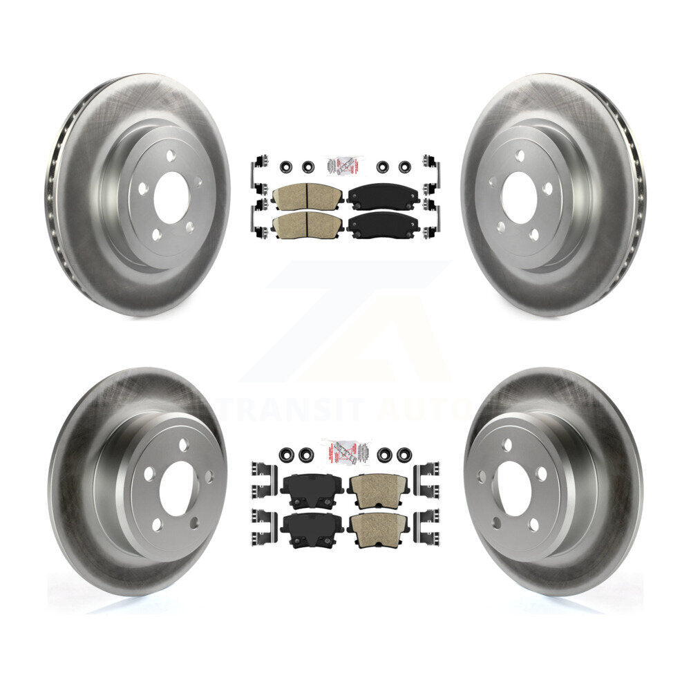 Front Rear Ceramic Pad & Coated Brake Rotor Kit For 2015-2018 Dodge Charger RWD with 3.6L KGA-101818