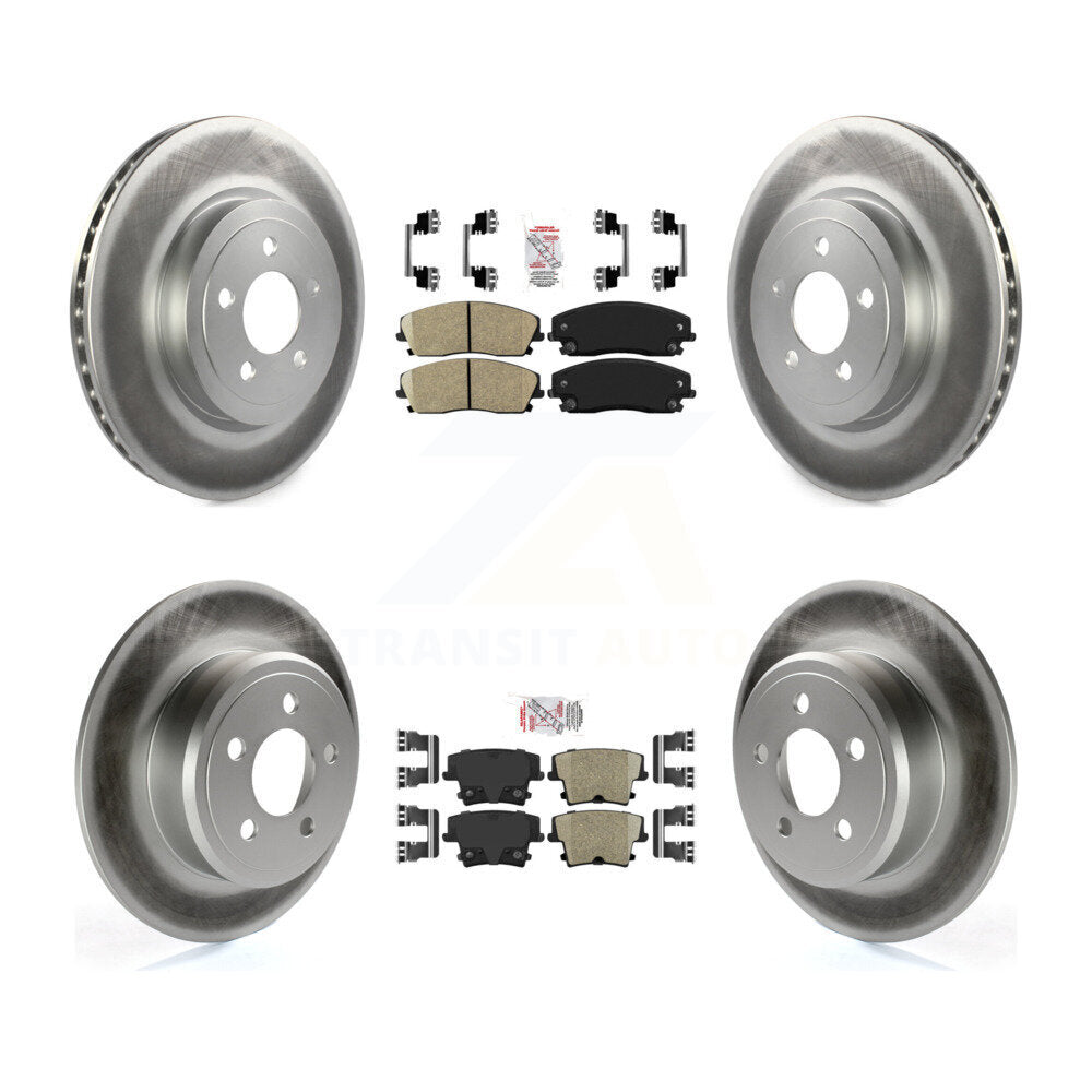 Front Rear Ceramic Pad & Coated Brake Rotor Kit For 2015-2018 Dodge Charger RWD with 3.6L KGA-101819