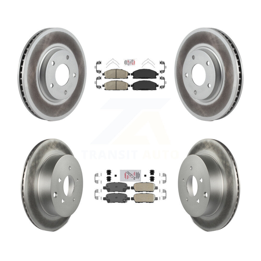 Front Rear Ceramic Pads And Coated Disc Brake Rotors Kit For 2004-2009 Nissan Quest KGA-101880