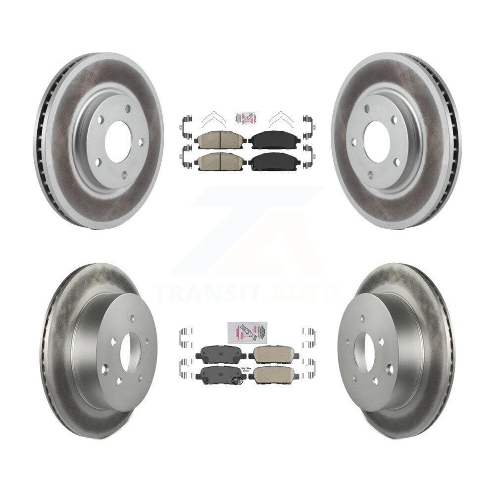 Front Rear Ceramic Pads And Coated Disc Brake Rotors Kit For 2004-2009 Nissan Quest KGA-101881