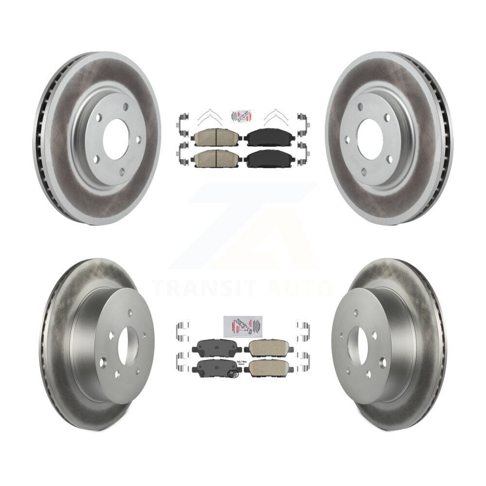 Front Rear Ceramic Pads And Coated Disc Brake Rotors Kit For 2004-2009 Nissan Quest KGA-101881